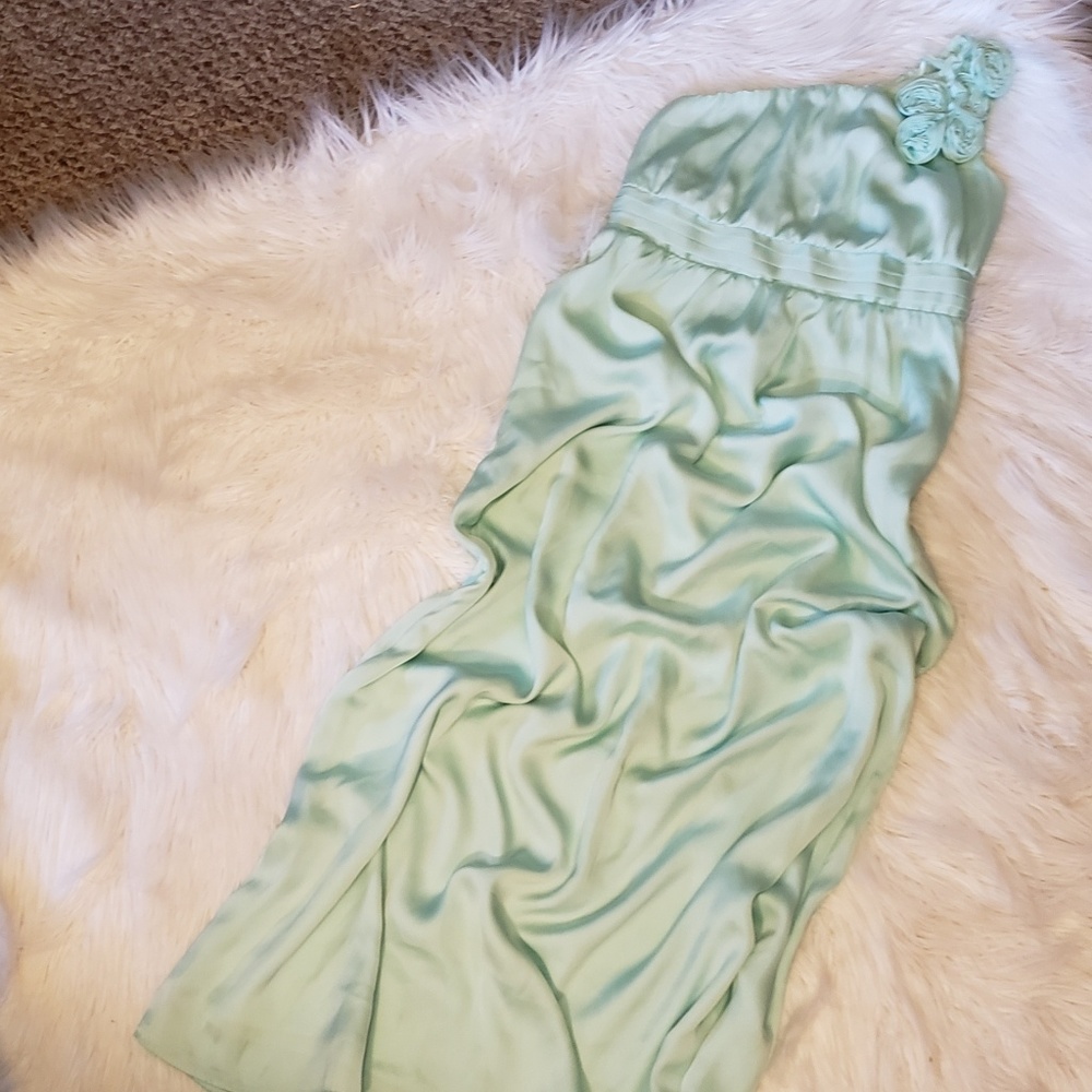 Mint Tevolio One Shoulder Maxi Gown